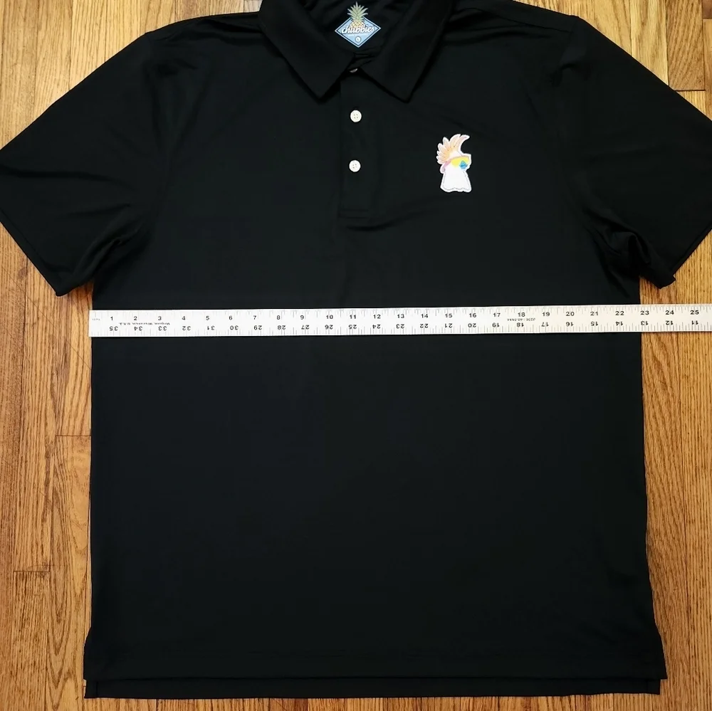 Chubbies Mens Performance Polo Shirt Size Large Parrot Logo Black Golf - Picture 7 of 8